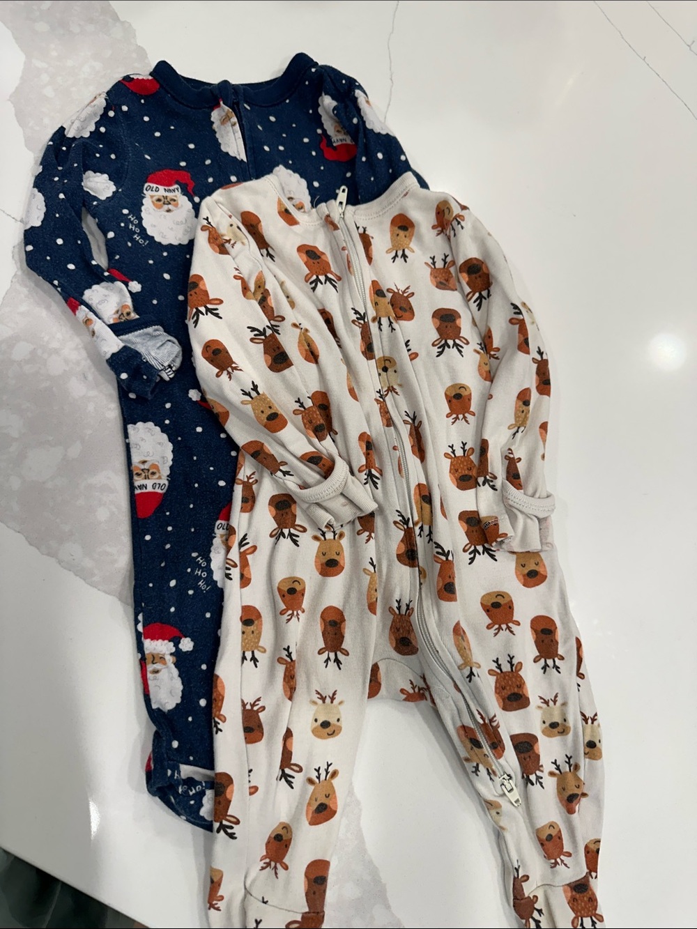 Old Navy Reindeer & Santa Holiday Baby Footed Sleepers